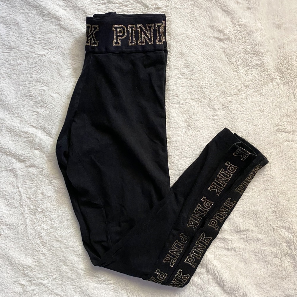 Pink VS Gold Letter Leggings Size S